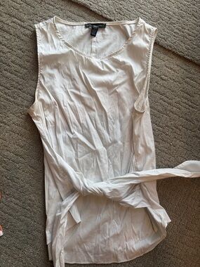 Saks Fifth Avenue White Sleeveless Tie-Waist Tank